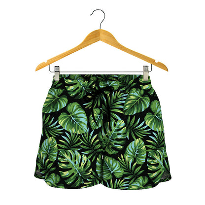 Tropical Monstera Leaves Pattern Print Women's Shorts