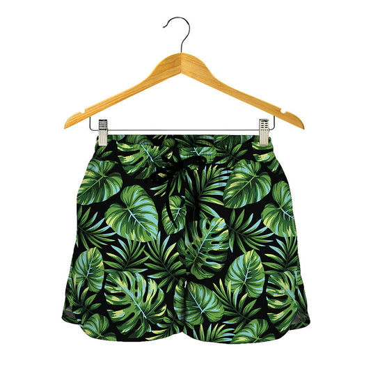 Tropical Monstera Leaves Pattern Print Women's Shorts