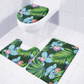 Tropical Orchid Flower Pattern Print 3 Piece Bath Mat Set