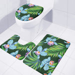 Tropical Orchid Flower Pattern Print 3 Piece Bath Mat Set