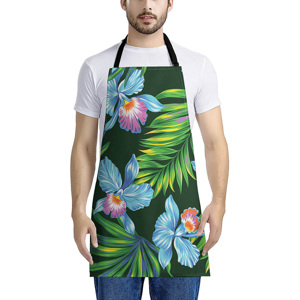 Tropical Orchid Flower Pattern Print Apron