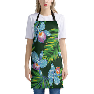 Tropical Orchid Flower Pattern Print Apron