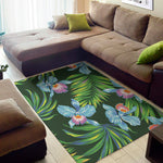 Tropical Orchid Flower Pattern Print Area Rug
