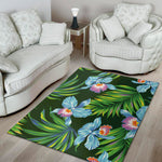 Tropical Orchid Flower Pattern Print Area Rug