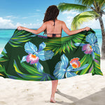Tropical Orchid Flower Pattern Print Beach Sarong Wrap
