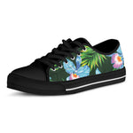 Tropical Orchid Flower Pattern Print Black Low Top Shoes