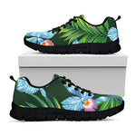 Tropical Orchid Flower Pattern Print Black Sneakers