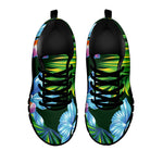 Tropical Orchid Flower Pattern Print Black Sneakers