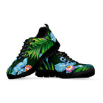 Tropical Orchid Flower Pattern Print Black Sneakers