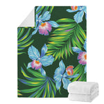 Tropical Orchid Flower Pattern Print Blanket
