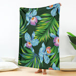 Tropical Orchid Flower Pattern Print Blanket