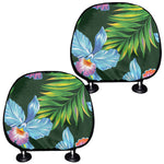 Tropical Orchid Flower Pattern Print Car Headrest Covers