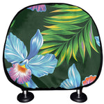 Tropical Orchid Flower Pattern Print Car Headrest Covers