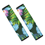 Tropical Orchid Flower Pattern Print Car Seat Belt Covers