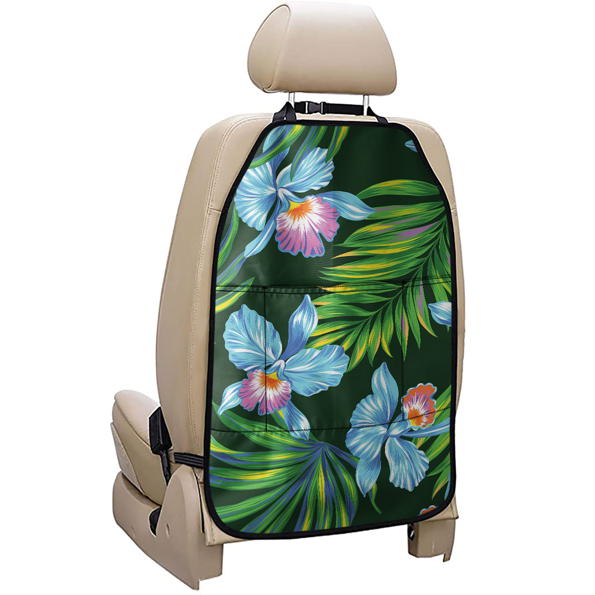 Tropical Orchid Flower Pattern Print Car Seat Organizers