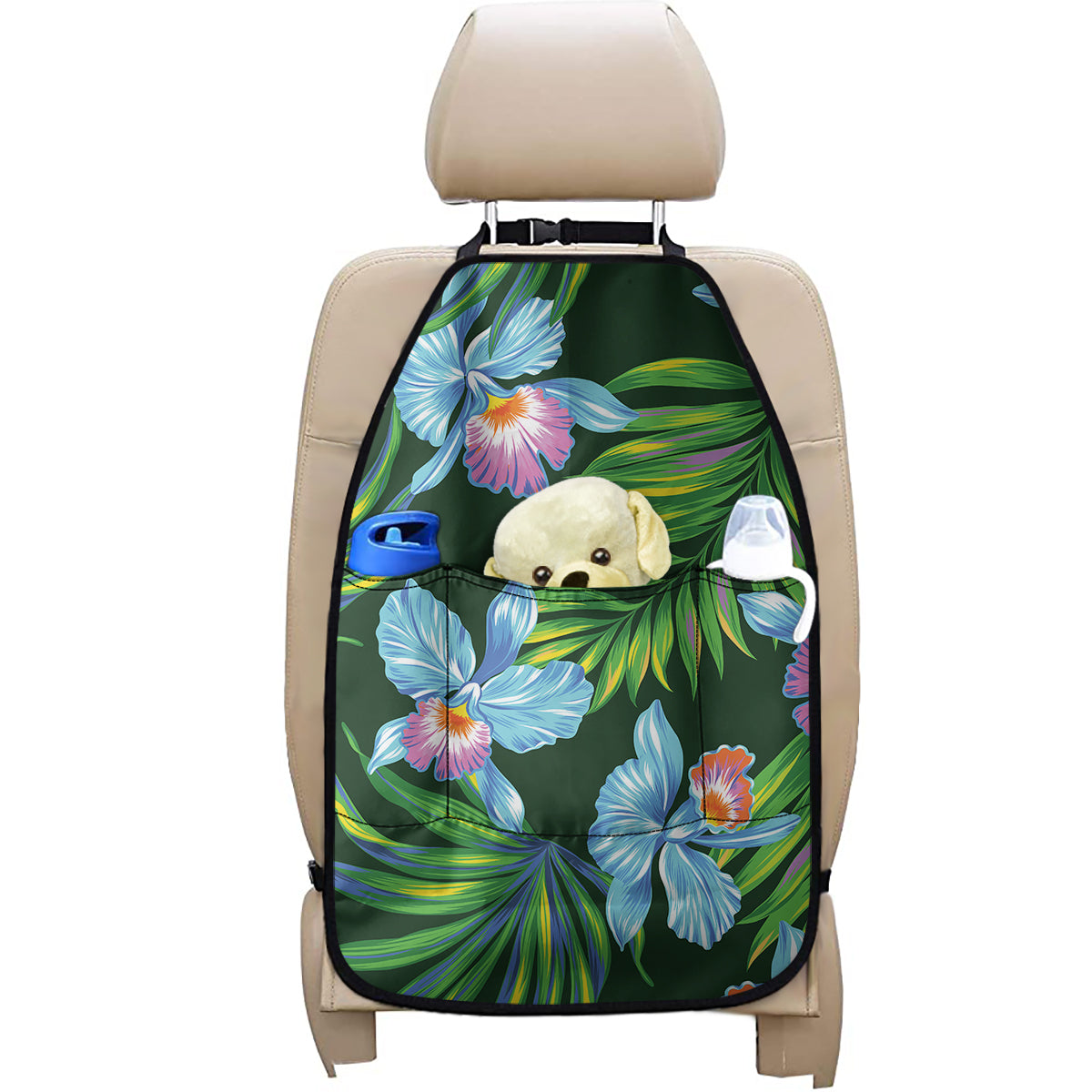 Tropical Orchid Flower Pattern Print Car Seat Organizers