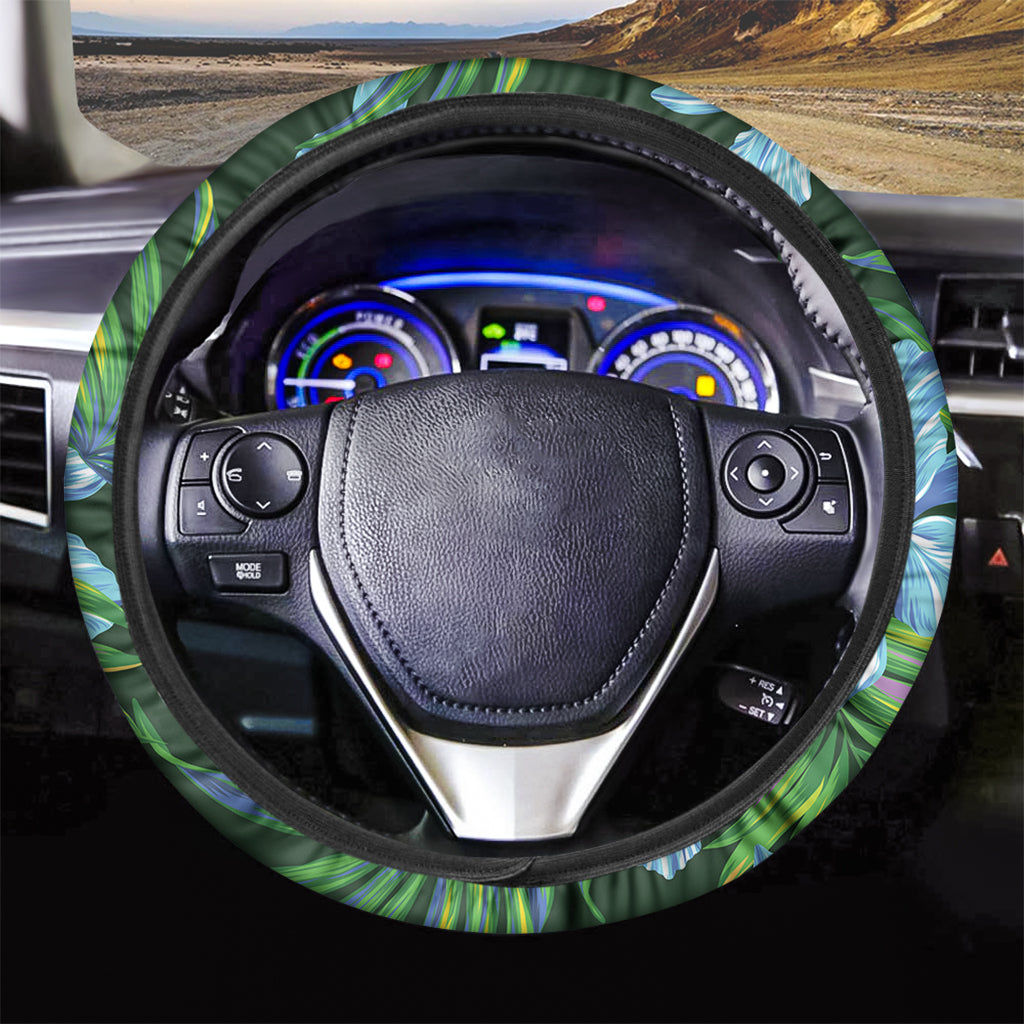 Tropical Orchid Flower Pattern Print Car Steering Wheel Cover