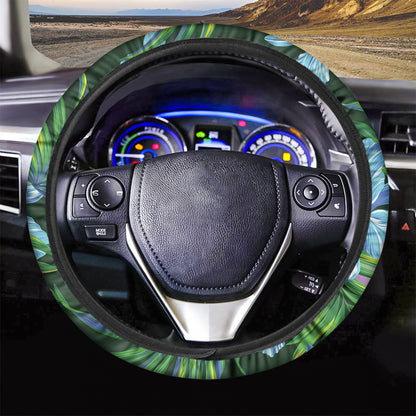 Tropical Orchid Flower Pattern Print Car Steering Wheel Cover