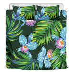 Tropical Orchid Flower Pattern Print Duvet Cover Bedding Set