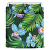 Tropical Orchid Flower Pattern Print Duvet Cover Bedding Set