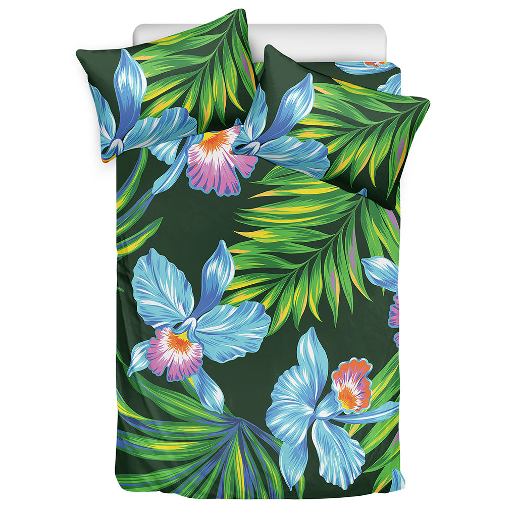 Tropical Orchid Flower Pattern Print Duvet Cover Bedding Set