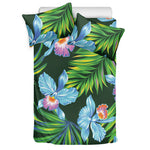 Tropical Orchid Flower Pattern Print Duvet Cover Bedding Set