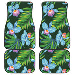 Tropical Orchid Flower Pattern Print Front and Back Car Floor Mats