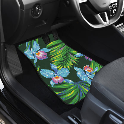 Tropical Orchid Flower Pattern Print Front Car Floor Mats