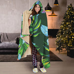 Tropical Orchid Flower Pattern Print Hooded Blanket