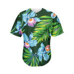 Tropical Orchid Flower Pattern Print Men's Baseball Jersey