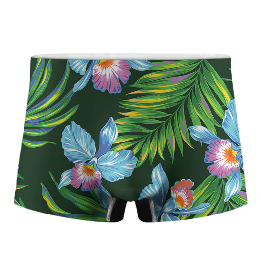Tropical Orchid Flower Pattern Print Men's Boxer Briefs