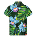 Tropical Orchid Flower Pattern Print Men's Short Sleeve Shirt