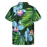 Tropical Orchid Flower Pattern Print Men's Short Sleeve Shirt