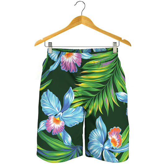 Tropical Orchid Flower Pattern Print Men's Shorts
