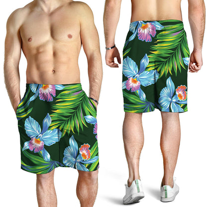 Tropical Orchid Flower Pattern Print Men's Shorts