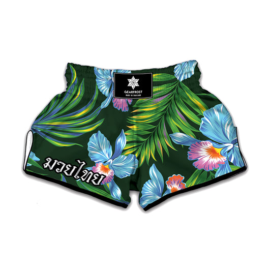 Tropical Orchid Flower Pattern Print Muay Thai Boxing Shorts