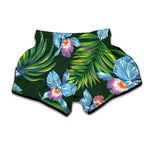 Tropical Orchid Flower Pattern Print Muay Thai Boxing Shorts