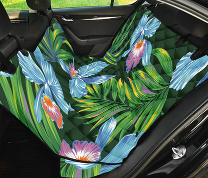 Tropical Orchid Flower Pattern Print Pet Car Back Seat Cover