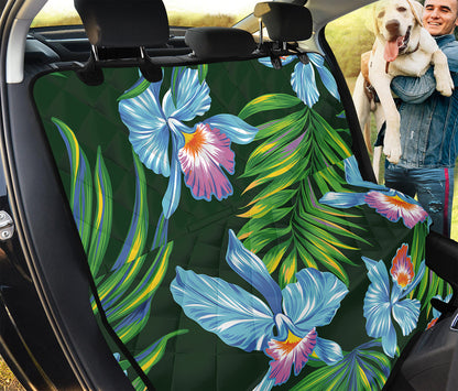 Tropical Orchid Flower Pattern Print Pet Car Back Seat Cover