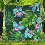 Tropical Orchid Flower Pattern Print Quilt
