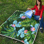 Tropical Orchid Flower Pattern Print Quilt