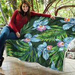 Tropical Orchid Flower Pattern Print Quilt