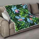 Tropical Orchid Flower Pattern Print Quilt