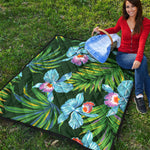 Tropical Orchid Flower Pattern Print Quilt