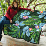 Tropical Orchid Flower Pattern Print Quilt