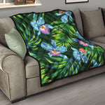 Tropical Orchid Flower Pattern Print Quilt