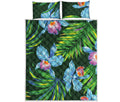 Tropical Orchid Flower Pattern Print Quilt Bed Set