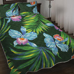 Tropical Orchid Flower Pattern Print Quilt Bed Set