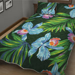 Tropical Orchid Flower Pattern Print Quilt Bed Set