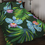 Tropical Orchid Flower Pattern Print Quilt Bed Set